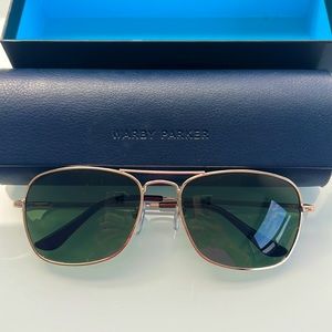 Warby Parker Gold Aviator Abe Polarized with case and box